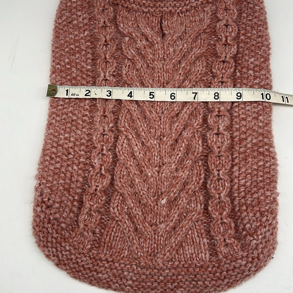 Rachel Zoe Heavy‎ Cable Knit Dog Sweater Marled Burnt Orange Mock Turtleneck M - Picture 7 of 10